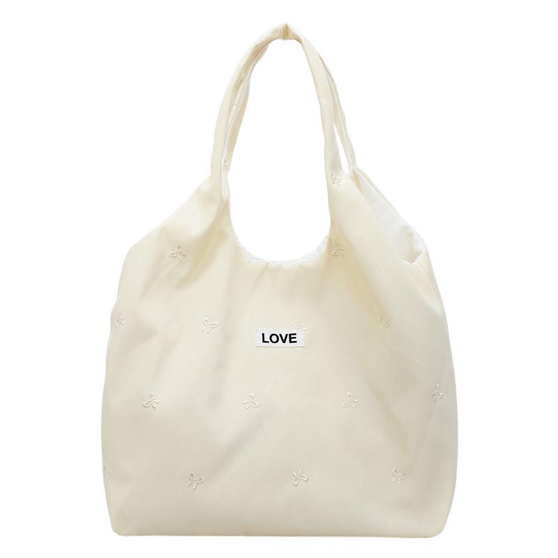 

Trendy Korean-Style Bowknot Tote: Solid Color, Large Capacity Underarm Bag One Size светло-желтого