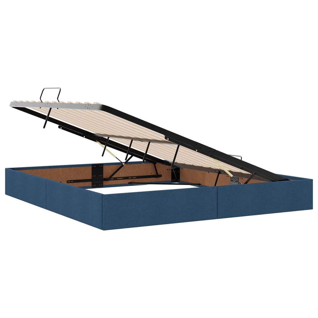 Storage Bed with Mattress Blue 180 X 200 Cm Fabric