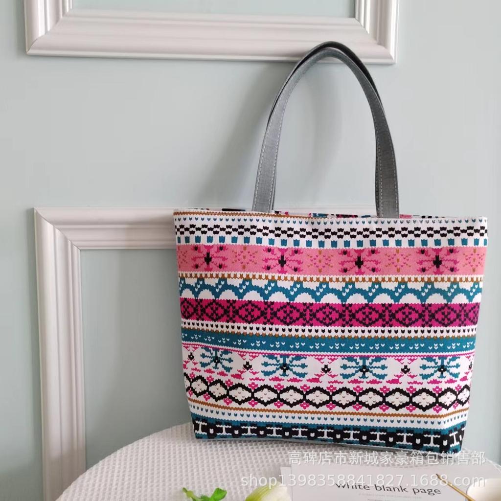 New version of cute cartoon canvas bag literary women's shoulder bag large capacity canvas tote women's bag