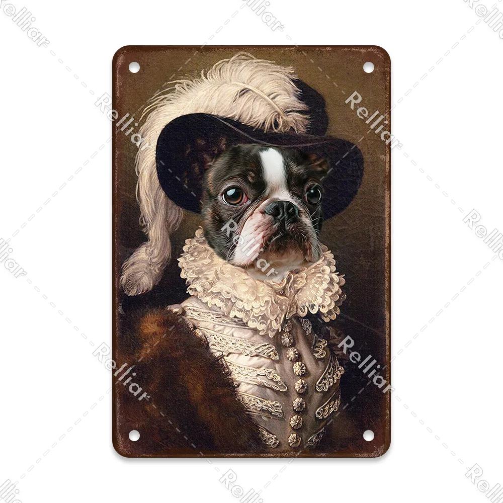 Vintage Style Animals Gentleman Metal Tin Sign Pet Dog Wall Pictures For Living Room Posters Bar Coffee Pet Shop Art Plaque