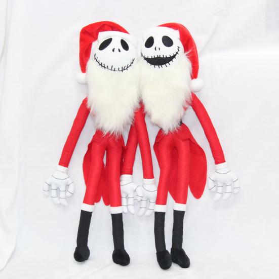 Halloween Ornament Super Soft Plush Skull Santa Design Spooky Halloween Ornament Short Plush Doll Bookshelf Car Decor