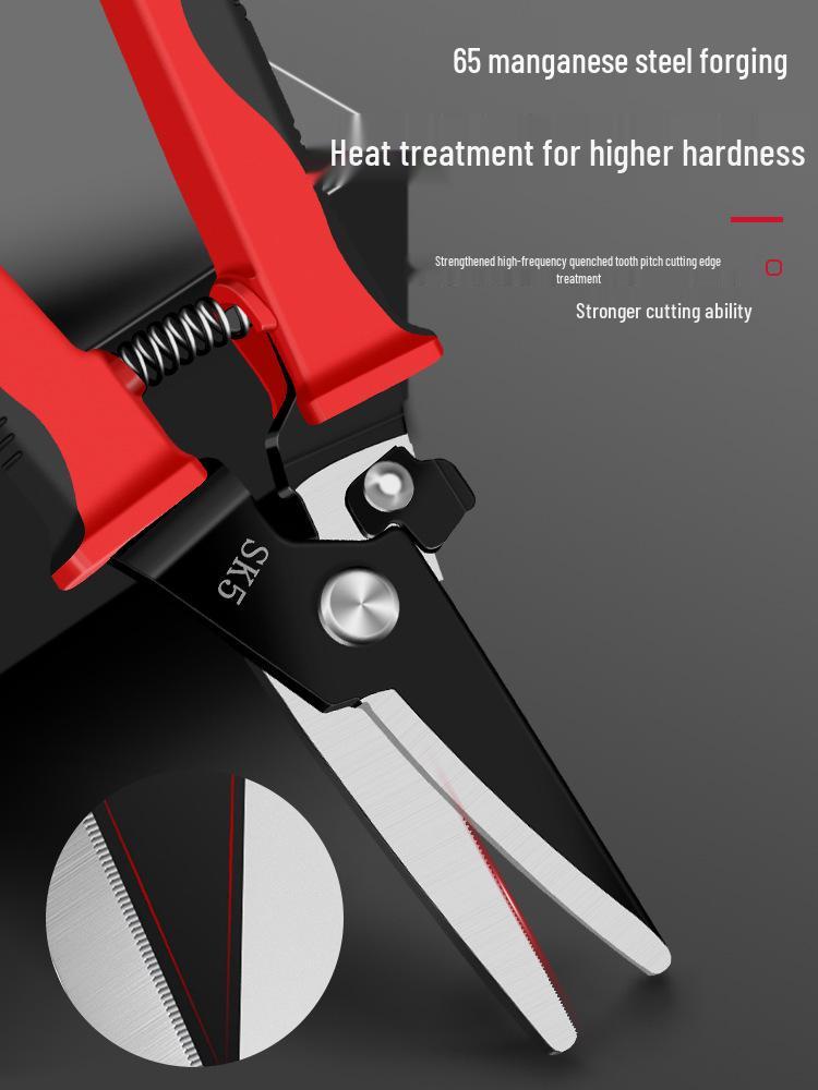 Industrial-Grade Stainless Steel Multi-Function Tin Snips: High Hardness, Powerful Keel Scissors.