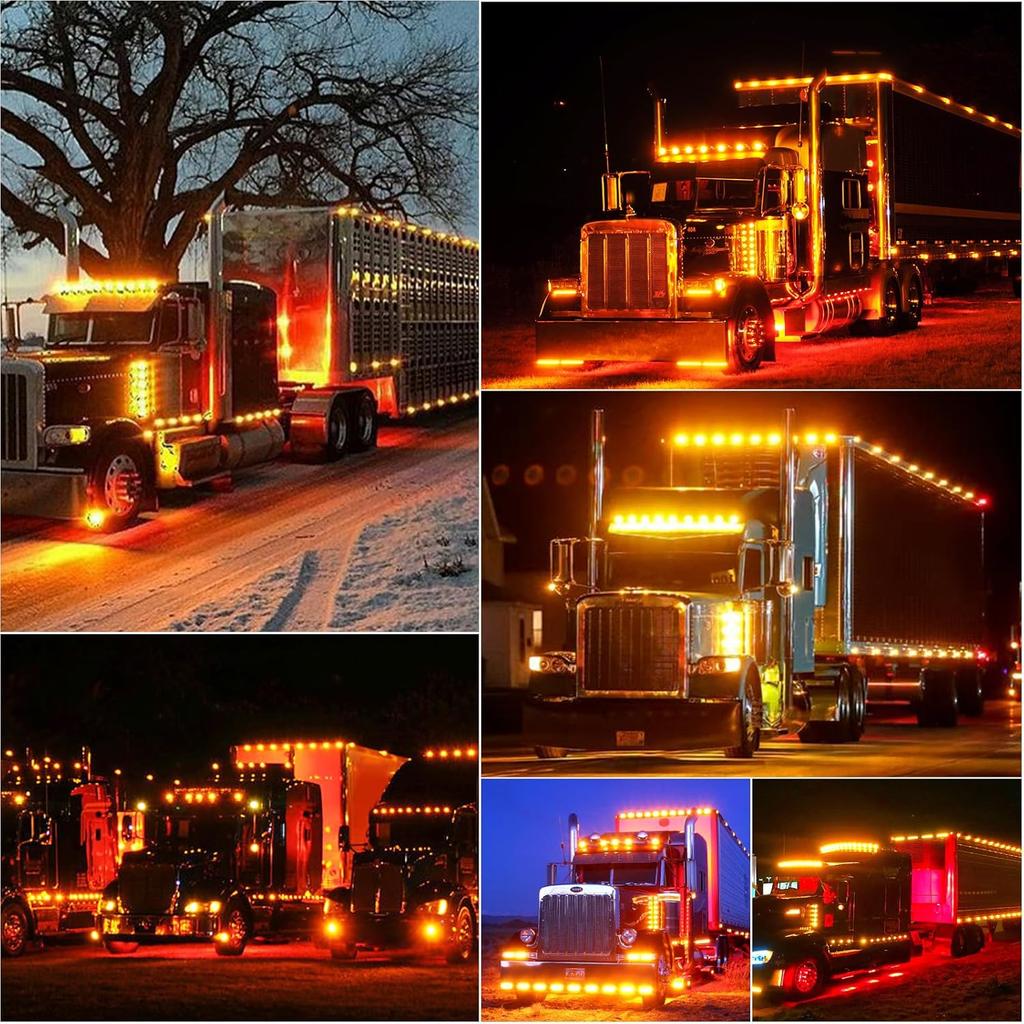 40 Pack 6 LED Trailer Marker Light, DC12-24V Clearance Side Indicator Lamp For RV Camper Truck Van Caravan Boat - Amber