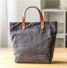 IOKI HAMPU Canvas and Genuine Leather Tote Bag, Lunch Bag, Shoulder Bag, Slightly Water-Repellent, 2-Way Canvas (Navy Blue)