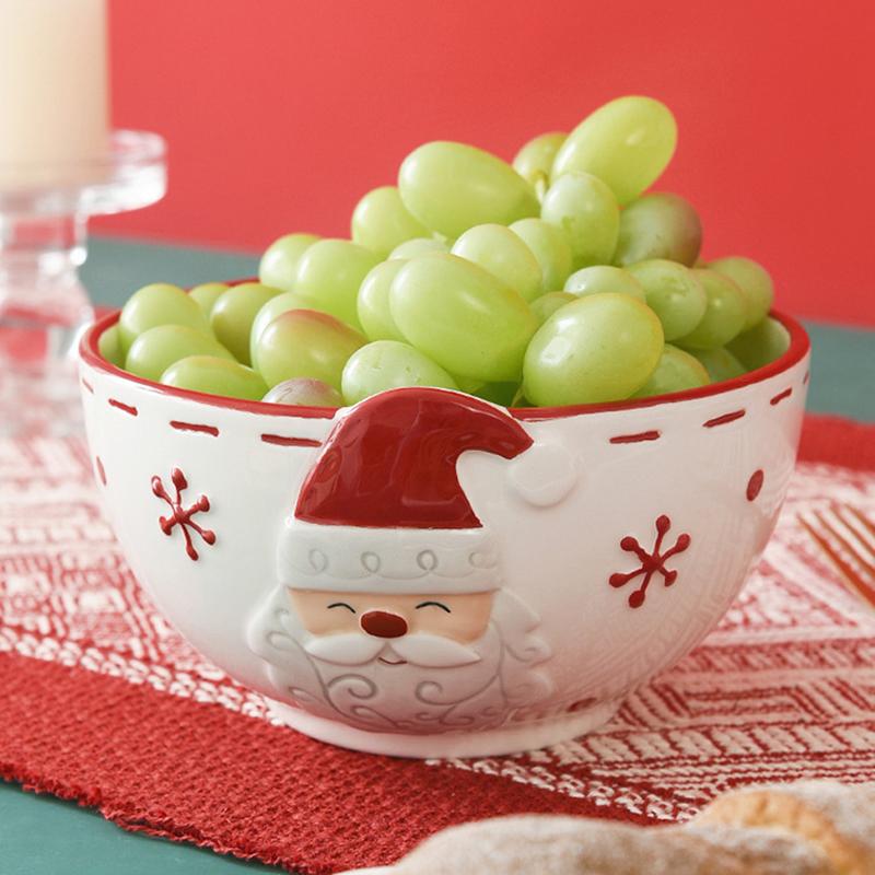 1ks Severská keramická miska Santa Clause Kreativní embosovaná miska na ovocný salát Západní salátové mísy Domácí nádobí Vánoční dárek