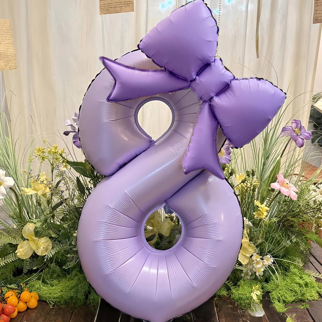 Bow 40inch Cream Purple Number 0-9 Balloon Children Adult Birthday Decoration Festive Party Supplies Anniversary Balloon