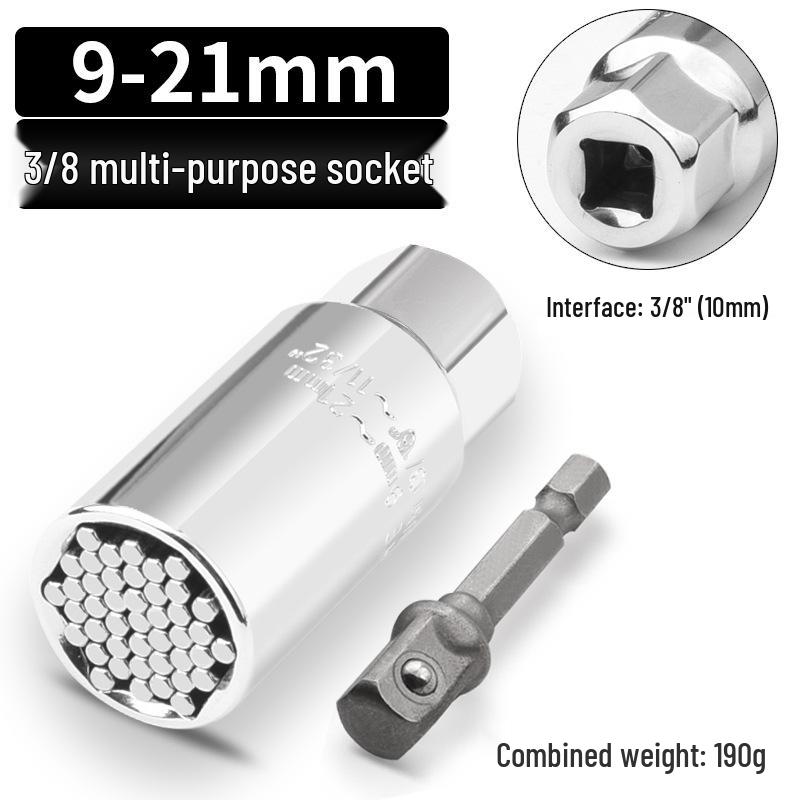 Universal 7-19mm Socket Wrench, Chrome Vanadium Steel, Metric/Imperial, Chrome Plated, Multifunctional Tool