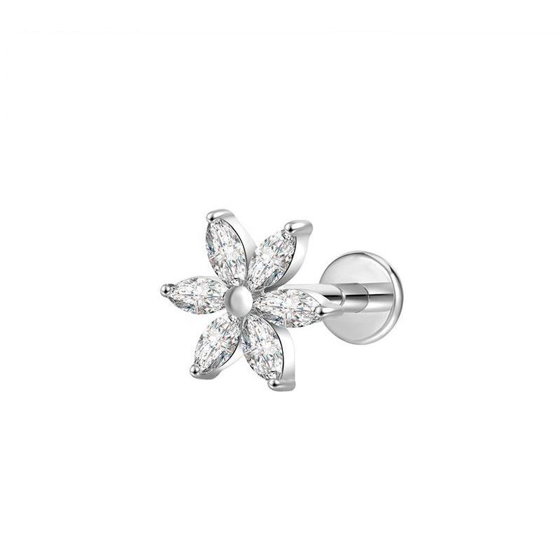 Hot Sale Body Jewelry: Titanium Labret Flatback Tragus Earring Stud Internal Thread Zircon Rings