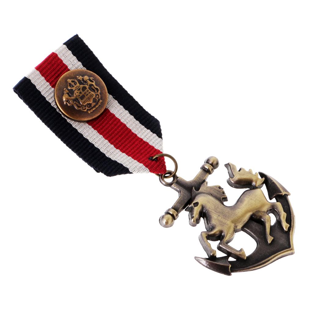 2 stykker unisex vintage marine stil dress medalje brosje jakkeslag Pin punk smykker