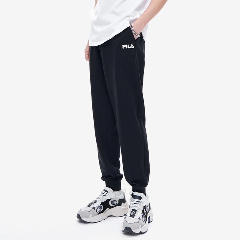 Fila Fusion Letter Print Cuffed Knit Sports Pants Men Bottoms Deep-Black T11M223602FBK