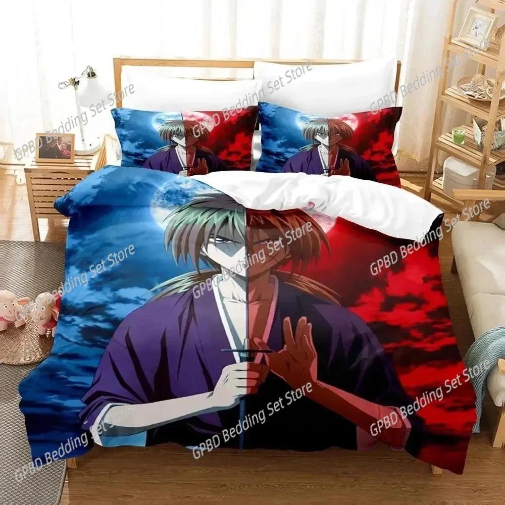 

Anime Rurouni Kenshin Beding Set For Bedrom Soft Modern Bedspreads Comefortable Children Kids Soft Duvet Cover Comfortable Quilt Cover And Pilowcase 100*200cm Single