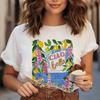 Pattern 90s T-Shirt Women's Sweet Fashion Short Sleeve Cartoon Aesthetics Summer Beach Travel Casual Top Printed Clothing T-Shir