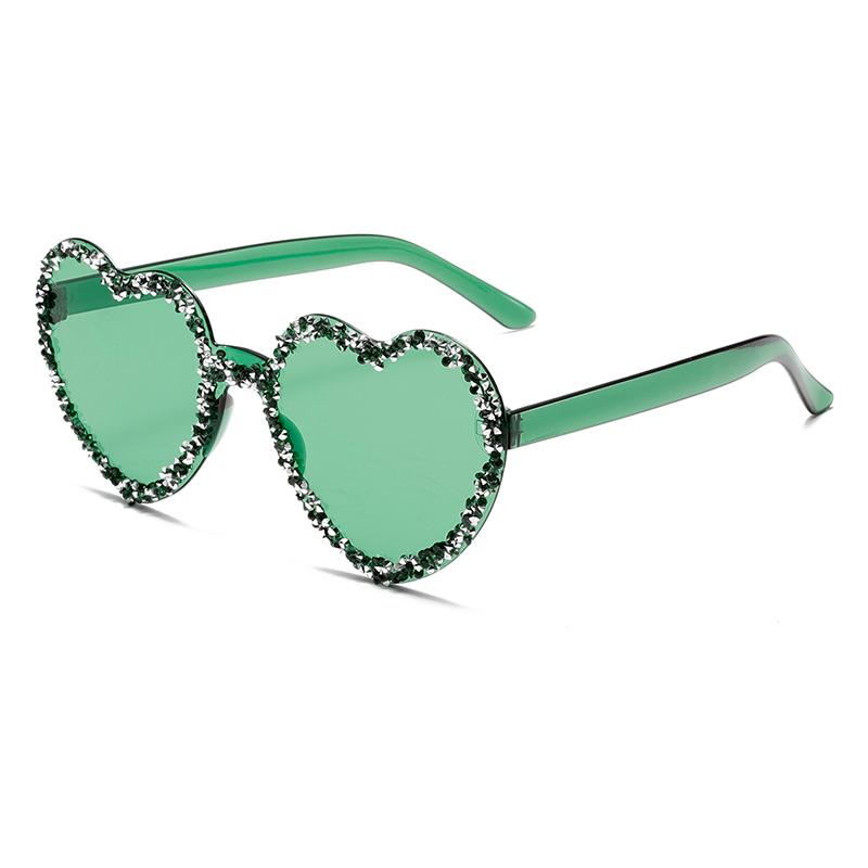 KAMMPT Rimless Heart Shaped Sunglasses with Rhinestones Women New Fashion Beach Vacation Shades Trendy Handmade Rave Sun Glasses