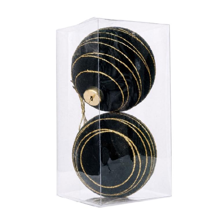 2Pcs Christmas Baubles Ornament Sparkling Velvety Sphere Decoration For Christmas Tree Wreath Mantels Window Display