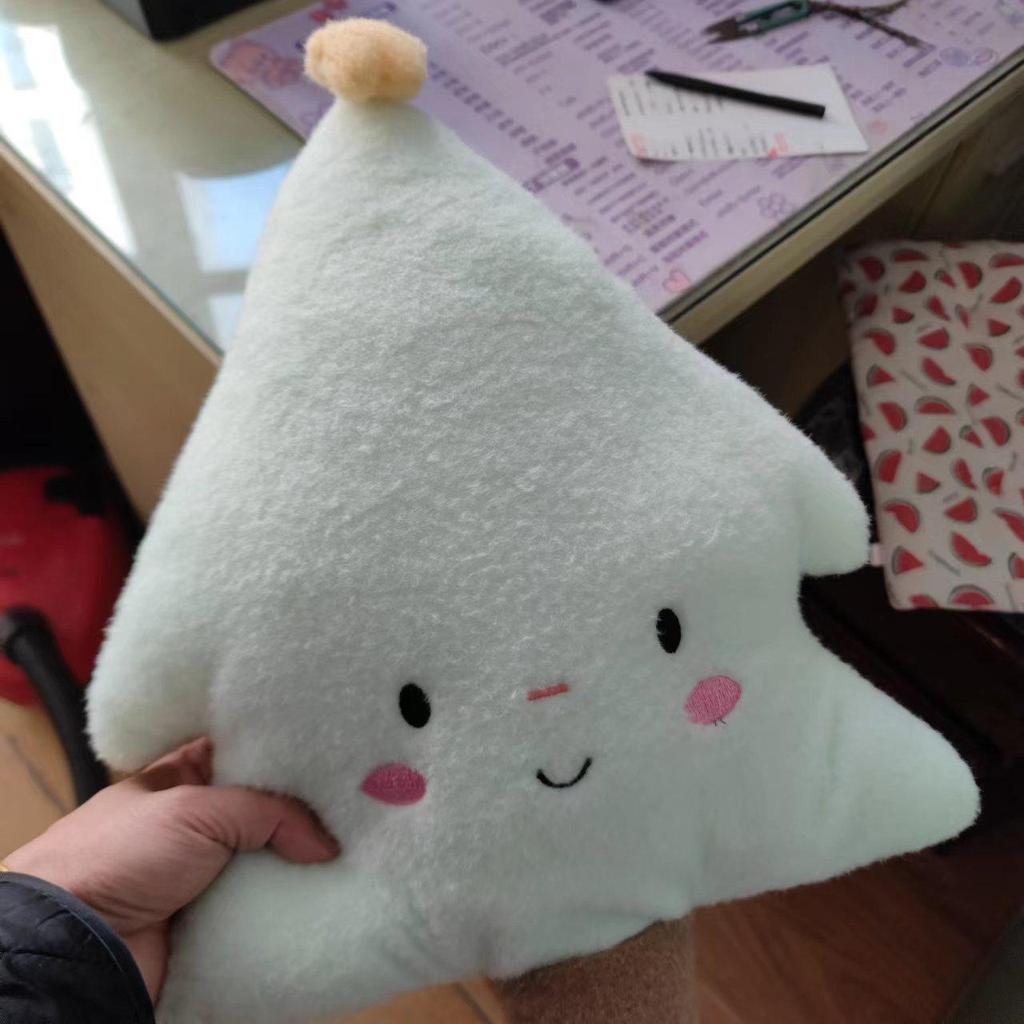 Christmas Holiday Decoration: Tree Plush, Apple Peace Wreath, and Gingerbread Man Throw Pillow.