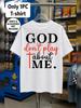 1pc Men'S Graphic T-Shirt God Don'T Play About Me Short Sleeve Crew Neck [Solely 1pc T-SHIRT]