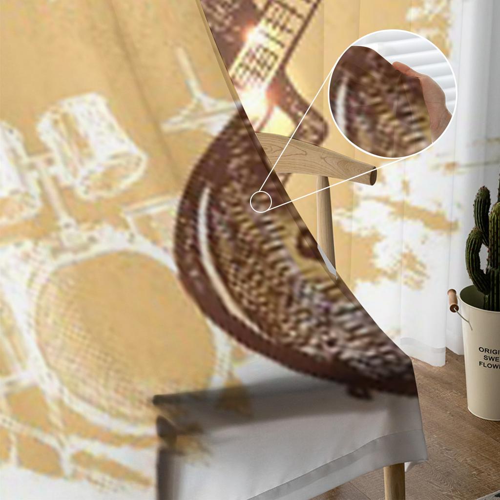 Perdele de fereastră transparentă din tul cu muzică, vintage, pentru camera de zi, perdele din organza din voilă din șifon modern, draperii decorative