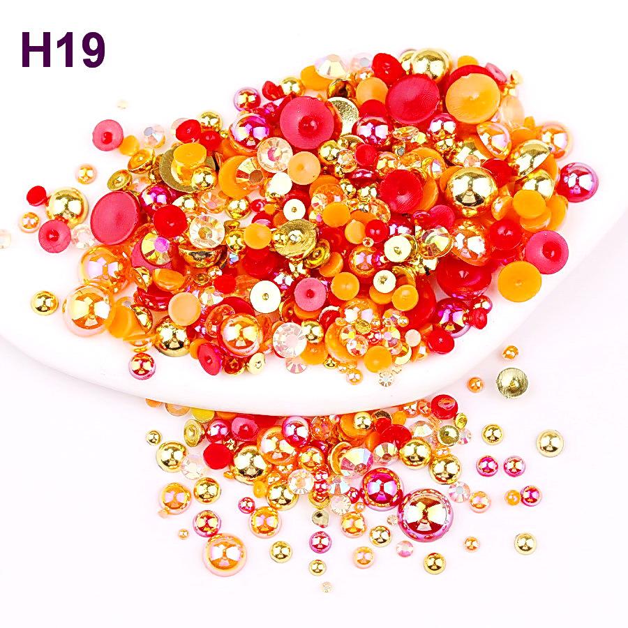 2mm-10mm Mixed Pearl & Resin AB Plated Half-Round ABS Imitation Pearl DIY Accessories