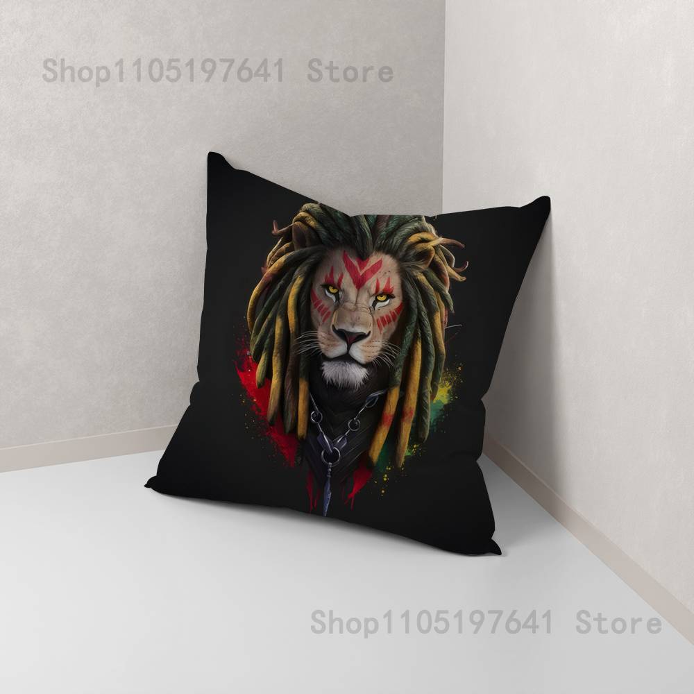 Bob Marley Rasta Lion Pillow Case For Sofa Decor Car Office Room Printing Cushion Cover Decorations and Protector