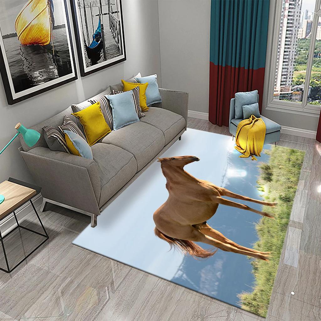 3D Horses Carpet Running Animal Carpet for Bathroom Entrance Door Mat Living Room Kitchen Non-Slip Carpet Bedroom Doormat Rugs