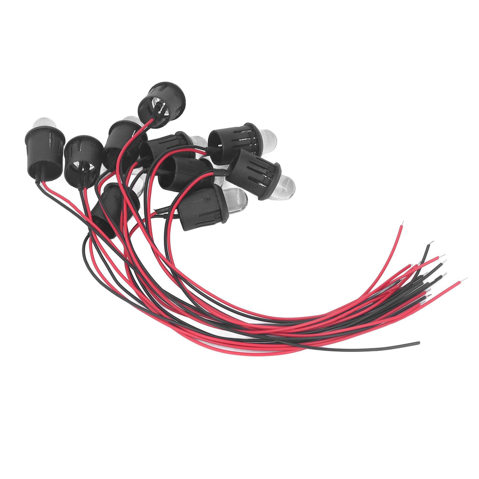 

10 шт. Светодиодный диод 10 мм 12 В Индикаторная лампа с водонепроницаемым проводом для автомобиля, лодки, белый