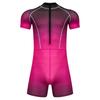 Herren Gradient Rash Guard Jumpsuit Kurzarm Reißverschluss vorne Boyshorts Body Einteiler Badeanzug