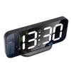 LED Mirror Electronic Clock Adjustable Brightness 6.7 Inch HD Digital Alarm Clock for Bedroom Living Room Office Black