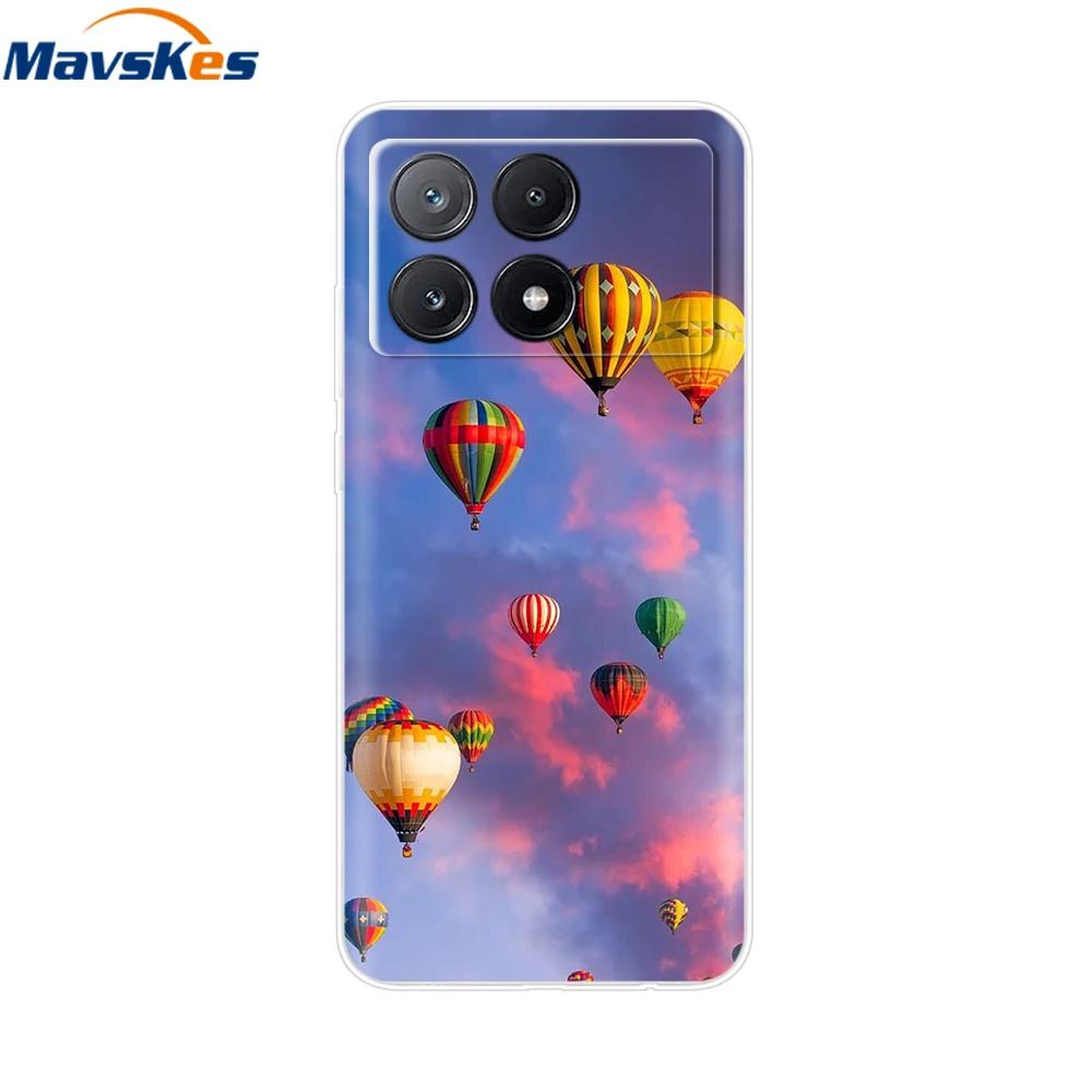 For Xiaomi Poco X6 Pro Case TPU Soft Painted Phone Cases For Xiomi Poco X6 PocoX6 Pro 5G Silicone Cover Flower Fundas Protective