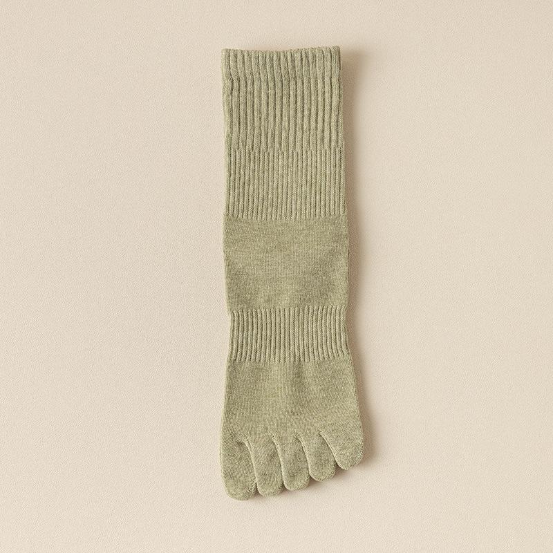 Meias de Dedos Femininas Antibacterianas de Alta Elasticidade Color-Spun até Meia Panturrilha com Costura Sem Osso