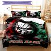 3PC Custom Name Horror Mask Bedding Set Printed Bedding Set Duvet Cover Closure Includes 1 Duvet Cover & 2 Pillowcases for All Seasons Bedroom