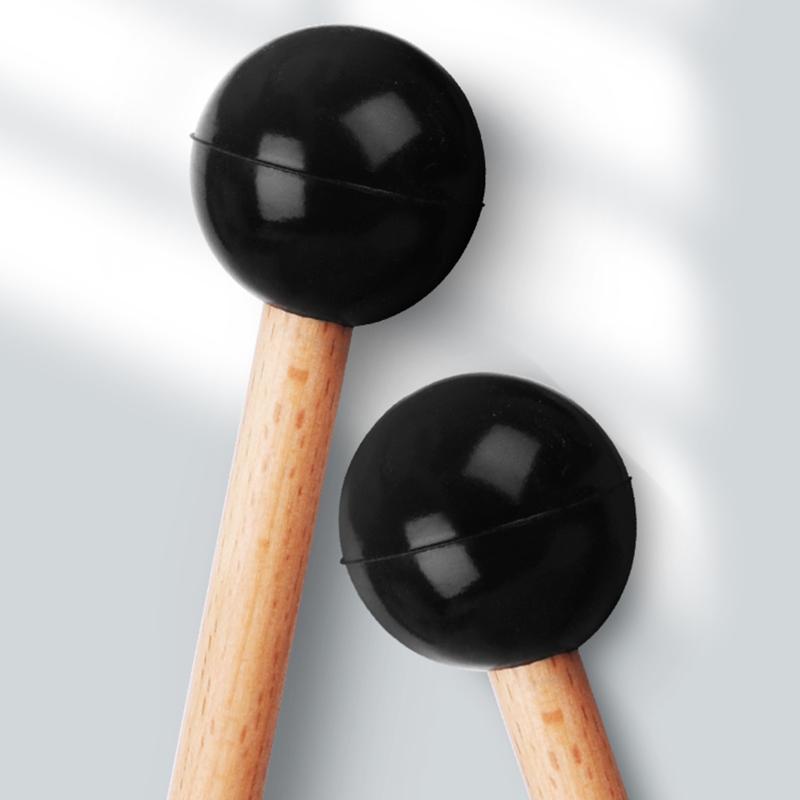 2pcs Maple Handle Plastic Ball Drumstick Marimba Mallet Percussion Musical Instrument Accessories For Beginners Training