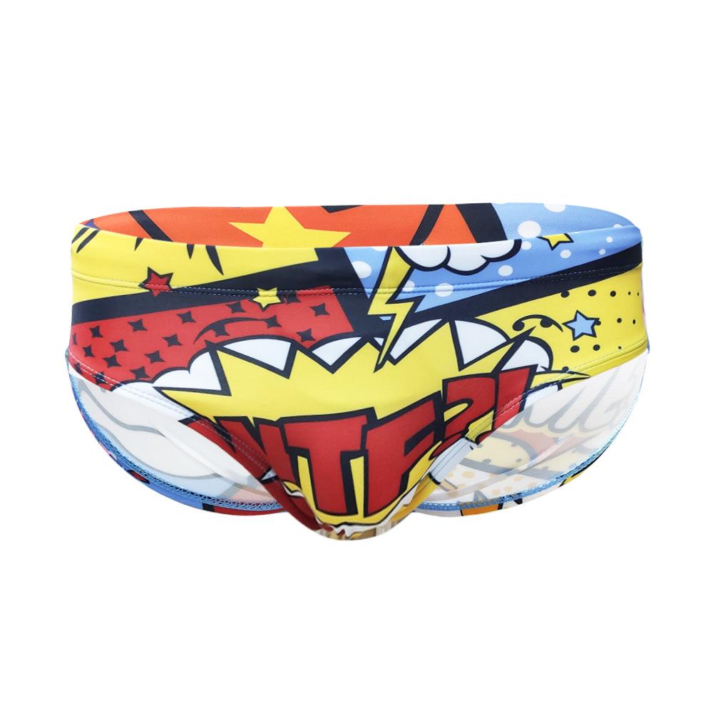UXH Men's Cartoon Print Triangle Swim Trunks - Trendy and Fun Beachwear