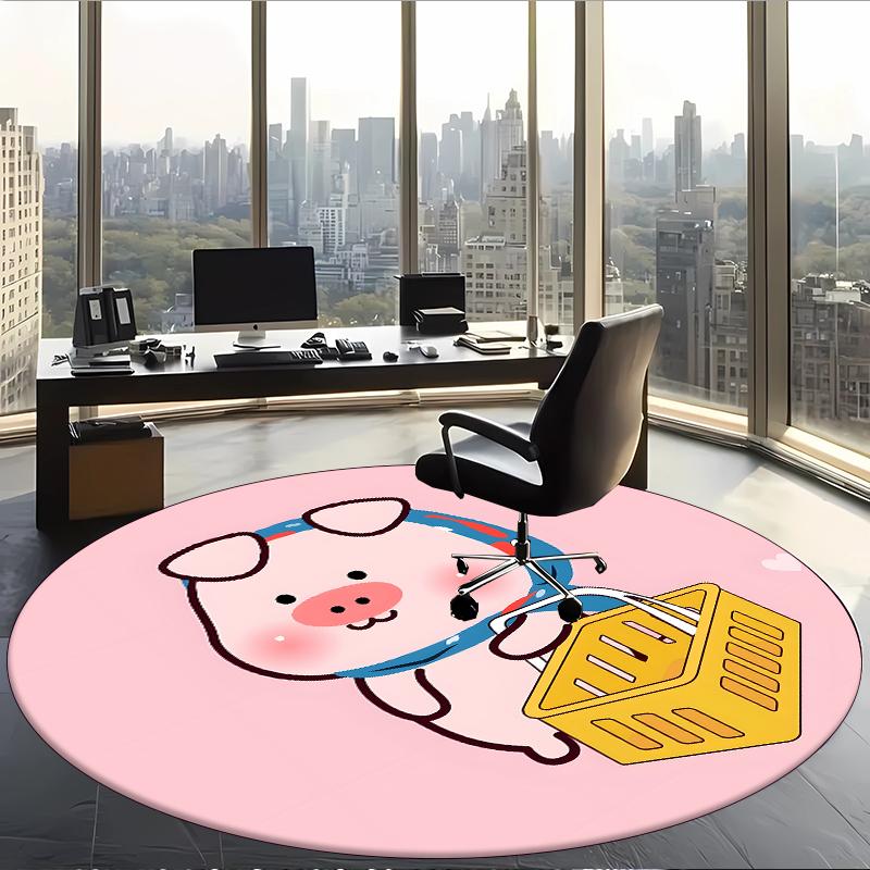 Lulu das Schweinchen (5) Runder Büroteppich Dekorativer Bodenteppich für Büro Schlafzimmer Wohnzimmer und Wohnbereich