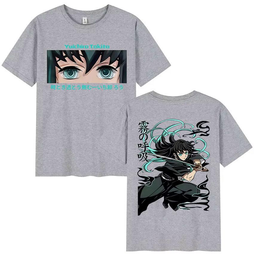 Anime Muichiro Tokito Graphic T Shirt Mens Women Clothing Summer O-Neck T-Shirt Y2K Vintage Oversized Cotton T Shirts Streetwear