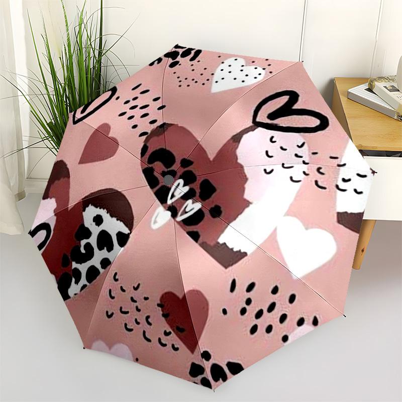 1pc Heart Pattern Love Design Umbrella with Plastic Handle,Compact & Stylish,Cartoon Pattern,Outdoor UmbrellaPT342