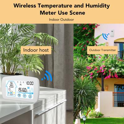 Wireless Hygrometer Thermometer Wireless Thermometer Humidity Meter Touchscreen Button Weather Forecast Widely Used for Indoor