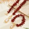 Red Coral & Imitation Baroque Pearl Pendant Choker /Bracelet Set Women's Bohemian Bold Tropical Charm Wedding Jewelry Set