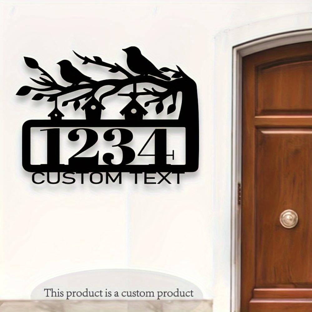 Placa de Número de Casa Exclusiva Hecha a Mano con Forma de Pájaro de Metal Marcador de Dirección Personalizable Montable en Pared Reutilizable Sin Batería