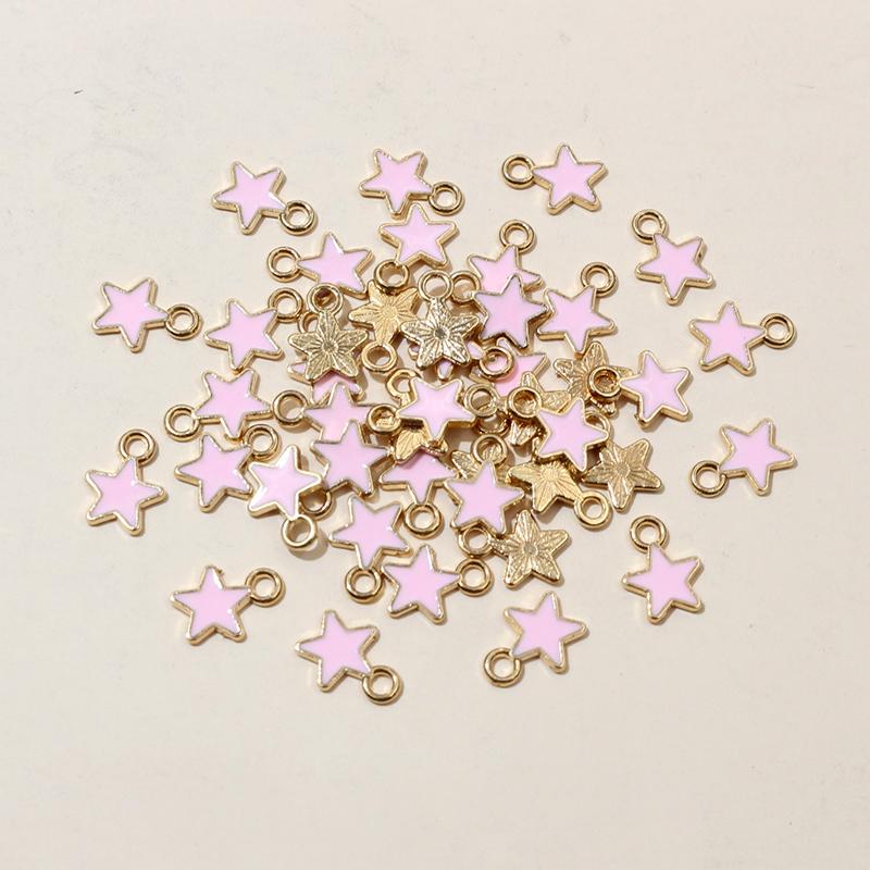 100pcs 6x8mm Enamel Small Stars Charms Pendant 9-colors Zinc Alloy Metal DIY Jewelry Making Accessories for Bracelet Necklace