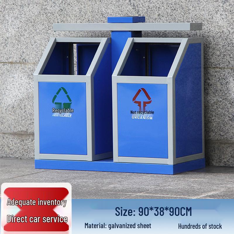 Stainless Steel Outdoor Park & Community Sorting Trash Can