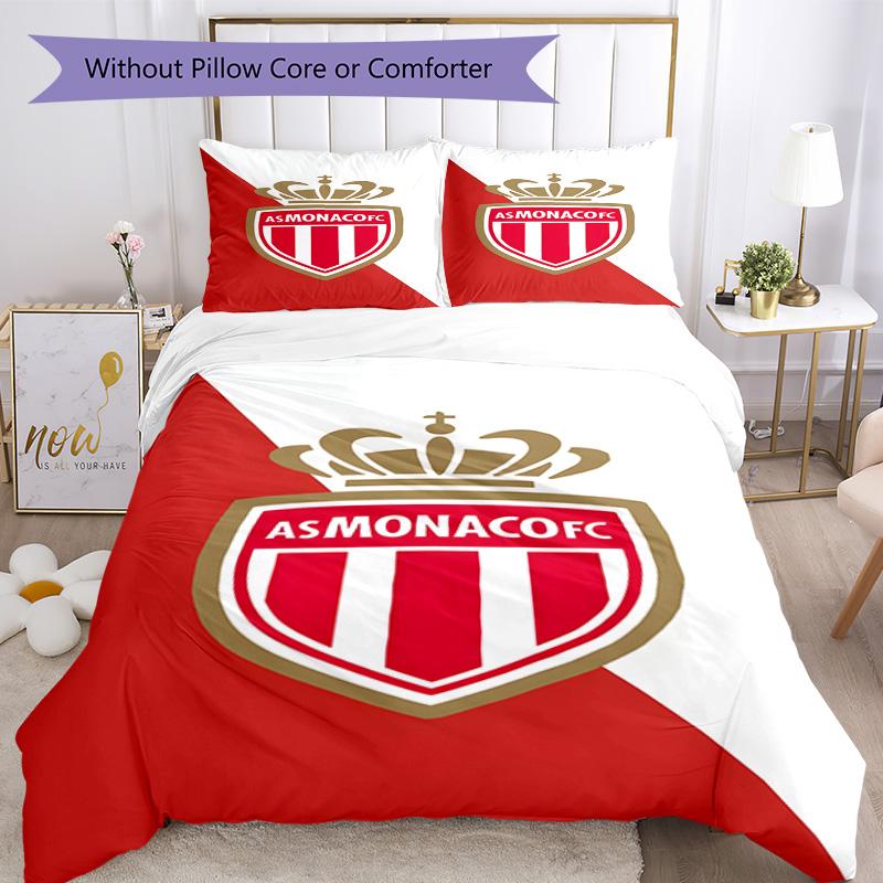 Monaco Football club Printed Pattern Duvet Cover Set – includes 1 duvet cover and 2 matching pillowcases Bedroom decor Christmas gifts