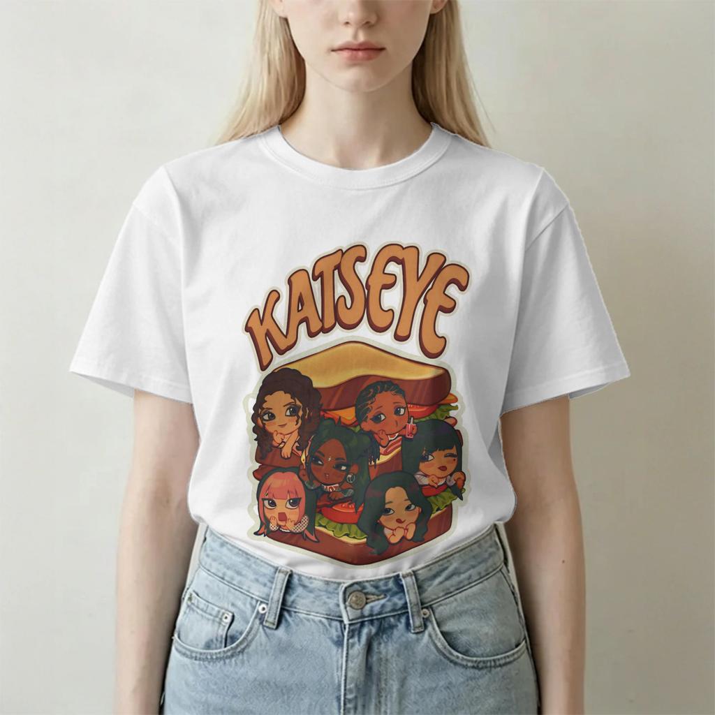 Unisex Unisexs Katseye Sandwich Cartoon T Shirt Cotton Tops Novelty Short Sleeve O Neck Tee Shirt Birthday Gift Tshirt