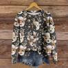 Women's Vintage Knit Button Christmas Print Cardigan Jacket