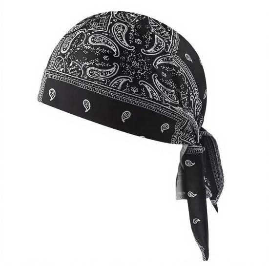 

Men Cooling Durag Skull Cap Sweat Wicking Sun Protection Boho Vintage Pirate Hat Outdoor Running Cycling Helmet Liner Bandana Head