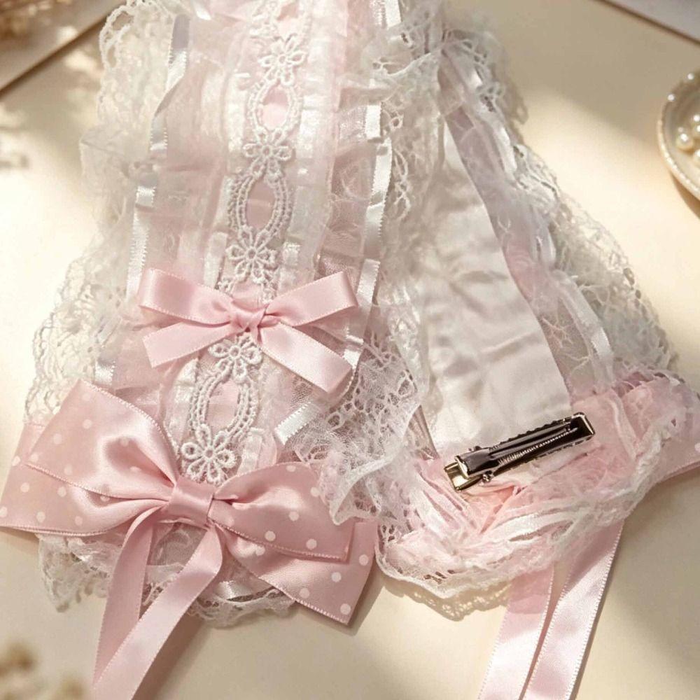 Polka Dot Lace Headband Floral Lace Princess Headdress Cute Bow Headband Princess Outfits