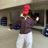 New ArrivalS Open Run Women S Color Block Long Sleeve Open Collar STripe T ShirT