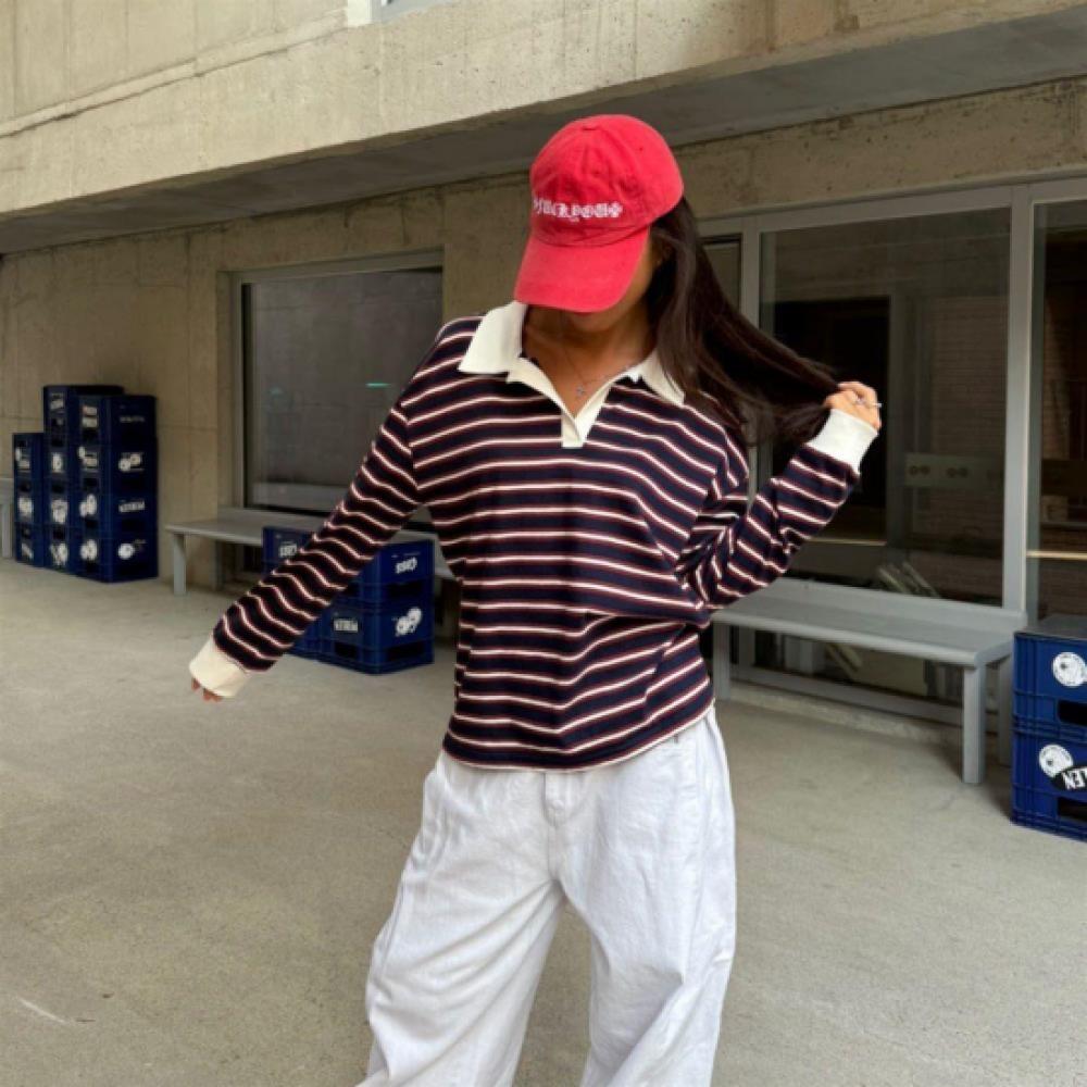New ArrivalS Open Run Women S Color Block Long Sleeve Open Collar STripe T ShirT