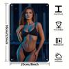 Vintage Aluminum Wall Art Sign 8x12 Inch Retro Lady Black Bikini Chain Detail Durable