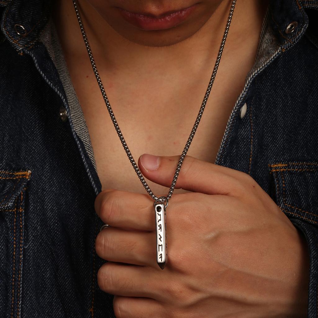 Stainless Steel Male Necklaces for Man Rune Pendant Necklace Man Vikings Accessories Collar Hombre Fathers Day Gifts