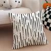 Black And White Striped Geometric Rectangle Art Cushion Cover Throw Pillow Cover Hidden Button Durable Polyester Chair Cushion
